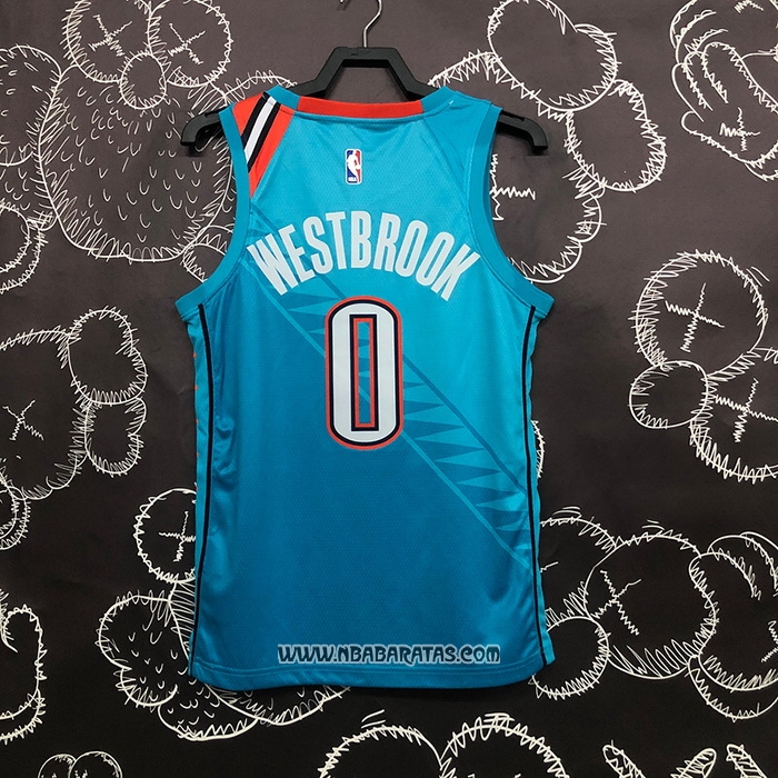 Camiseta Oklahoma City Thunder Russell Westbrook #0 Ciudad 2018-19 Azul